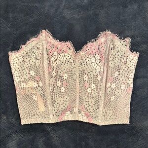 Victorias Secret Pink and Blue Lace Bustier